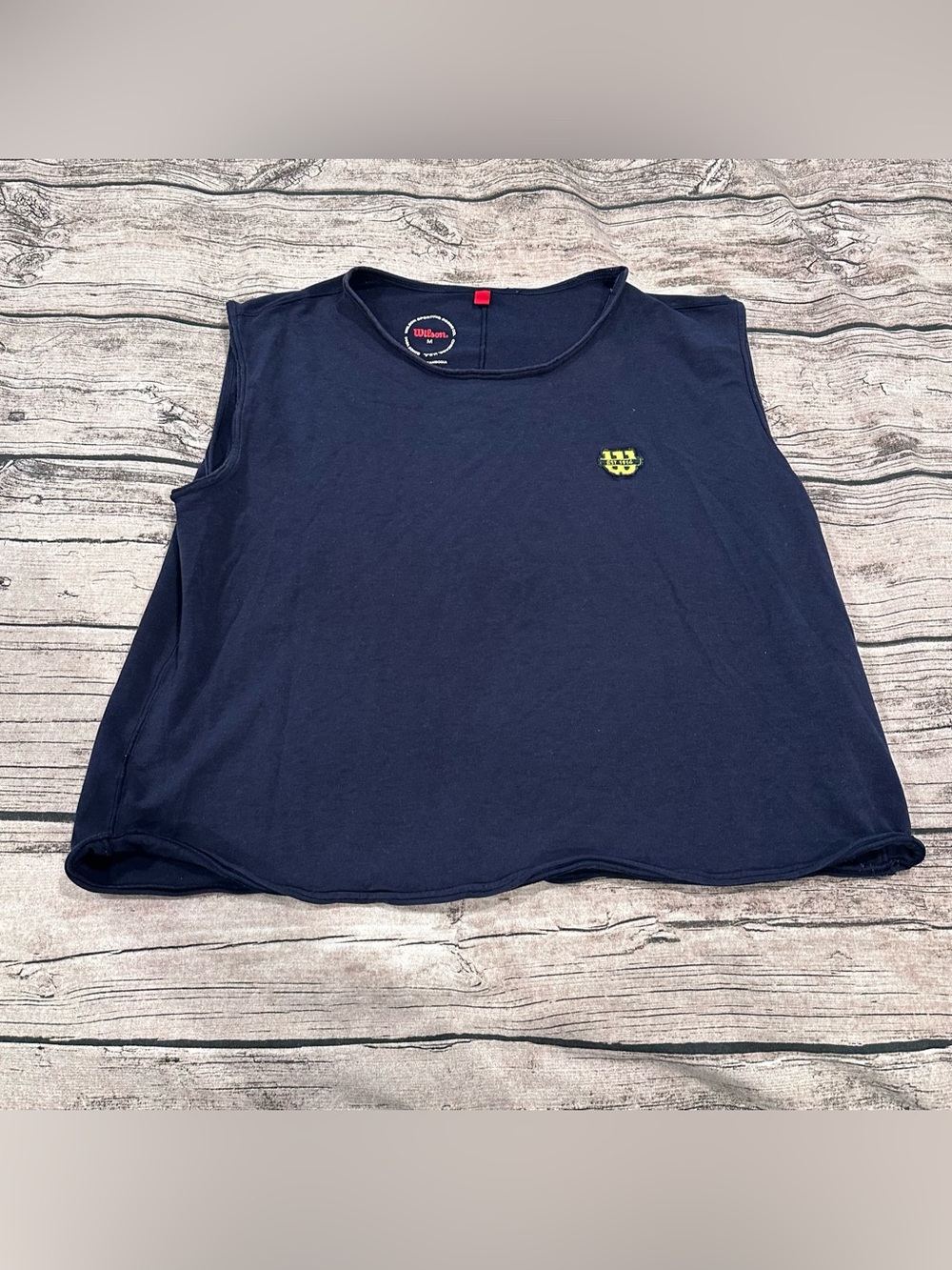 Retro Style Wilson Navy Sleeveless Crop Tank with Small Logo Patch Size Medium